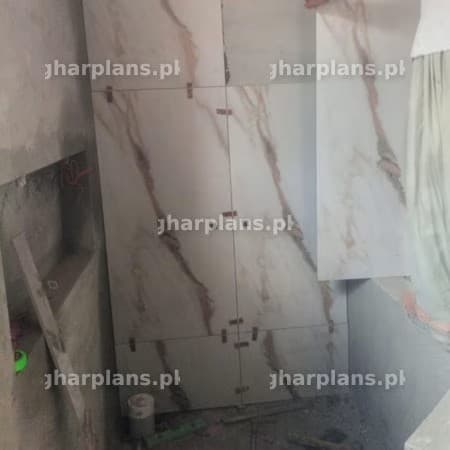 Tile work on walls