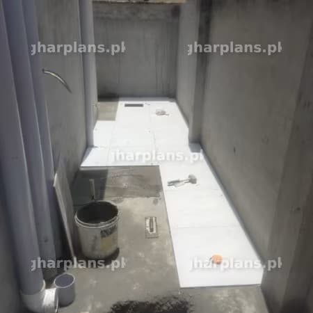 Tile installation work in side gully