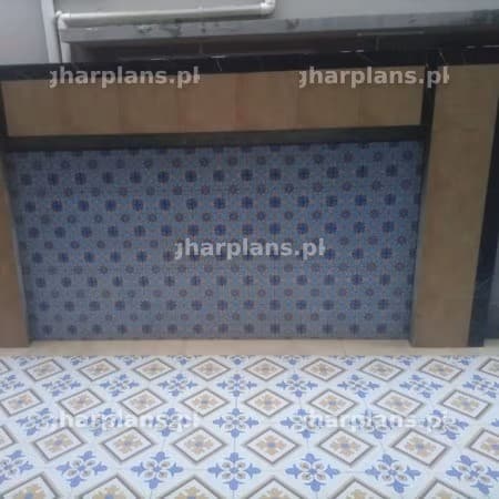 Terrace fireplace in tiles