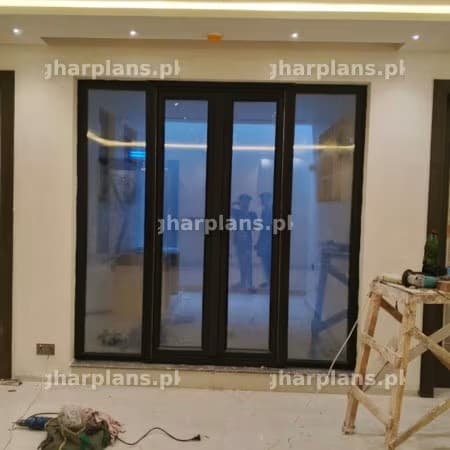 Black Framed UPVC Sliding Glass Window in Pakistan