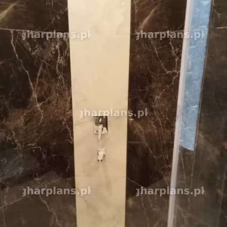 Shower body installed in corner of bathroom