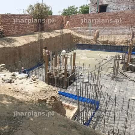 Foundation Reinforcement and Column Formwork Stage