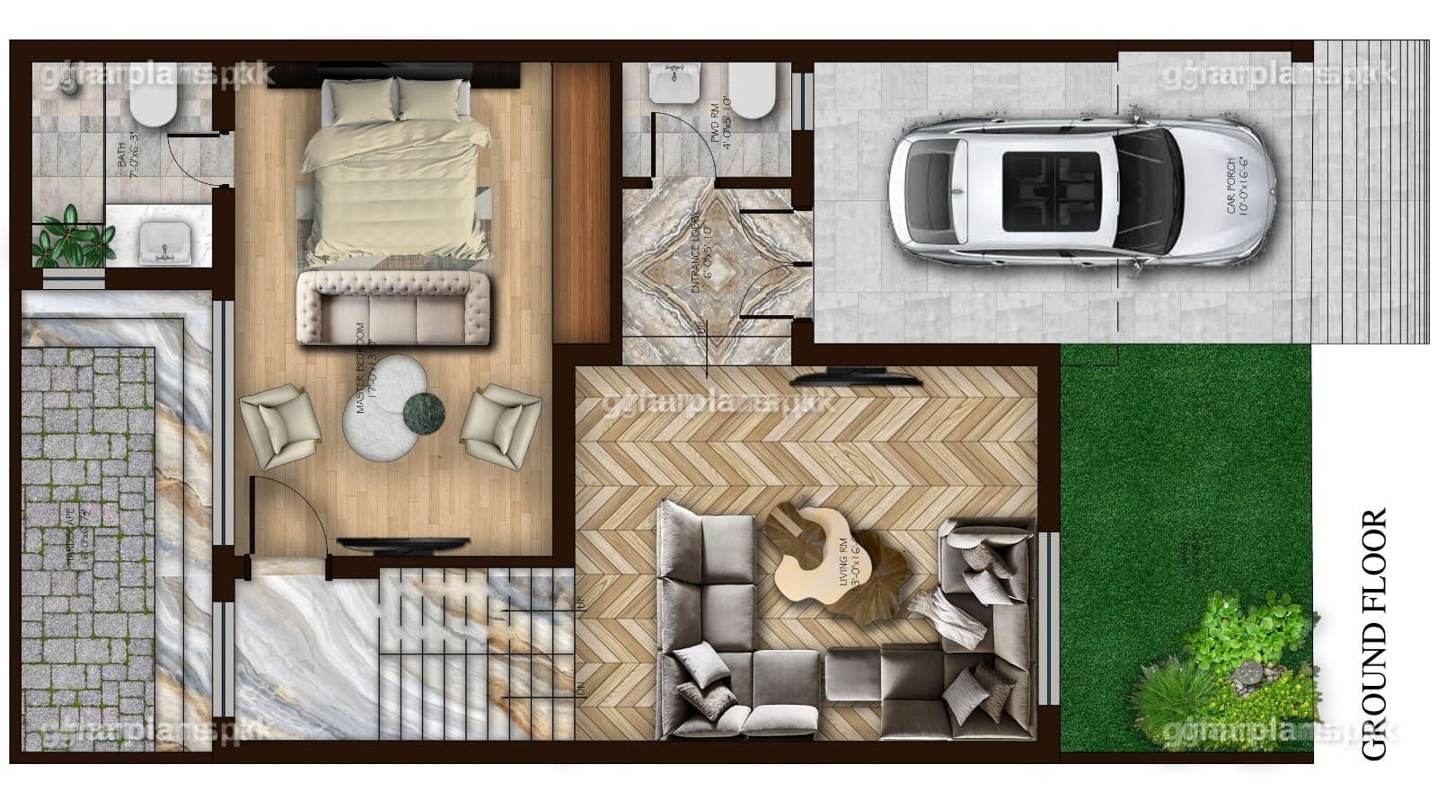 25 x 45 or 5 marla House Plan In Split Level