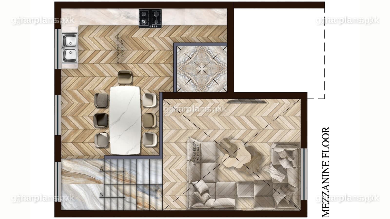 25 x 45 or 5 marla House Plan In Split Level