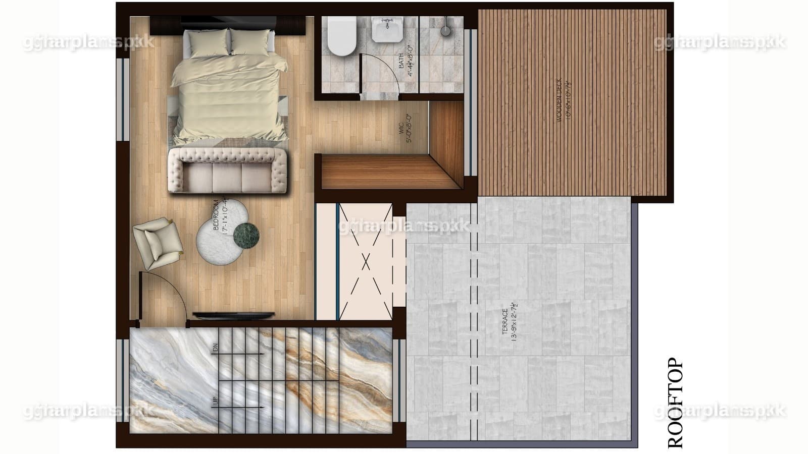 25 x 45 or 5 marla House Plan In Split Level