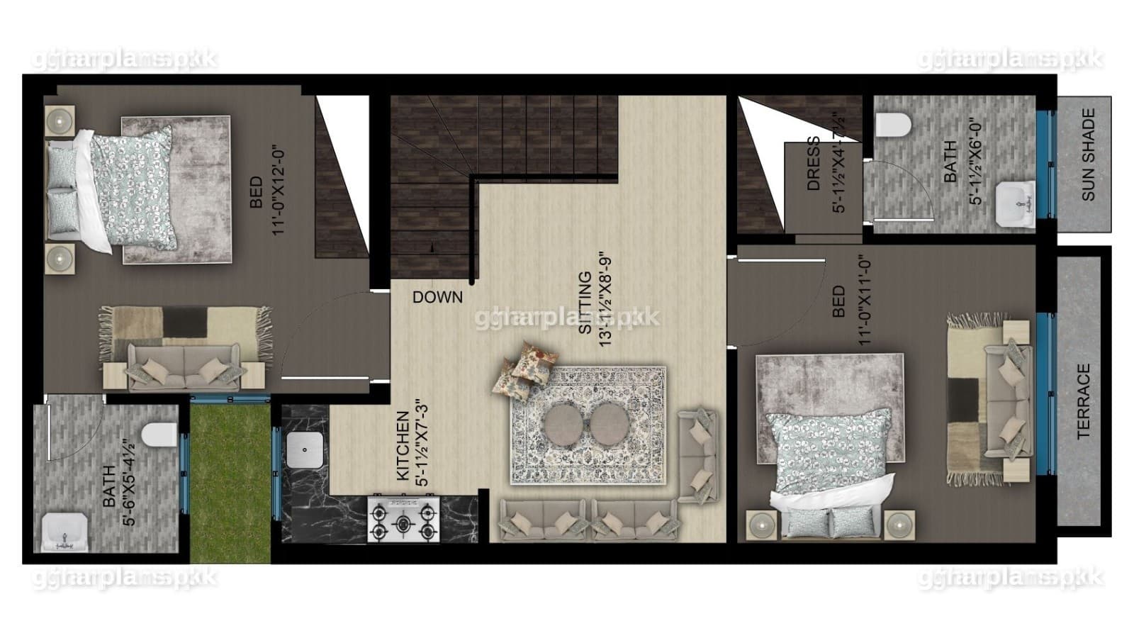 Free And Beautiful 3 Marla House Design with Double Story