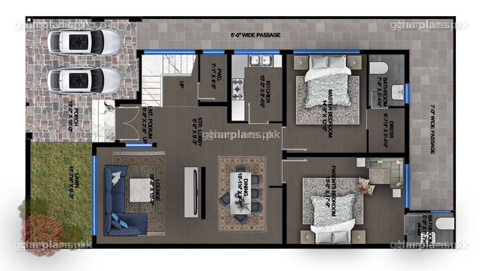 Sensational 10 Marla, 8 Bedroom House Plan