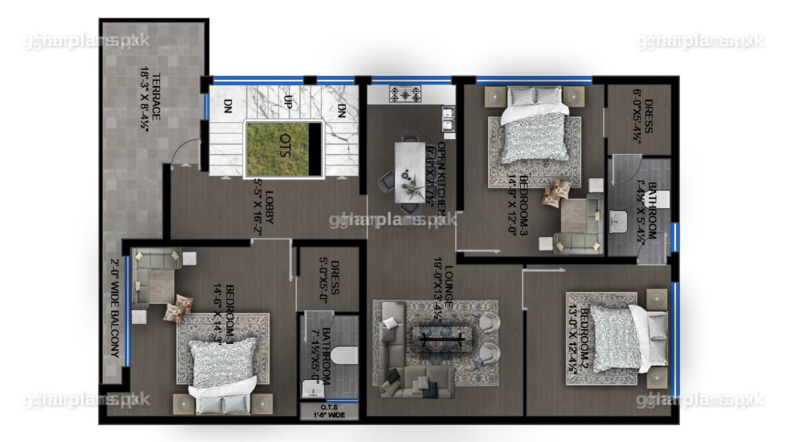Sensational 10 Marla, 8 Bedroom House Plan