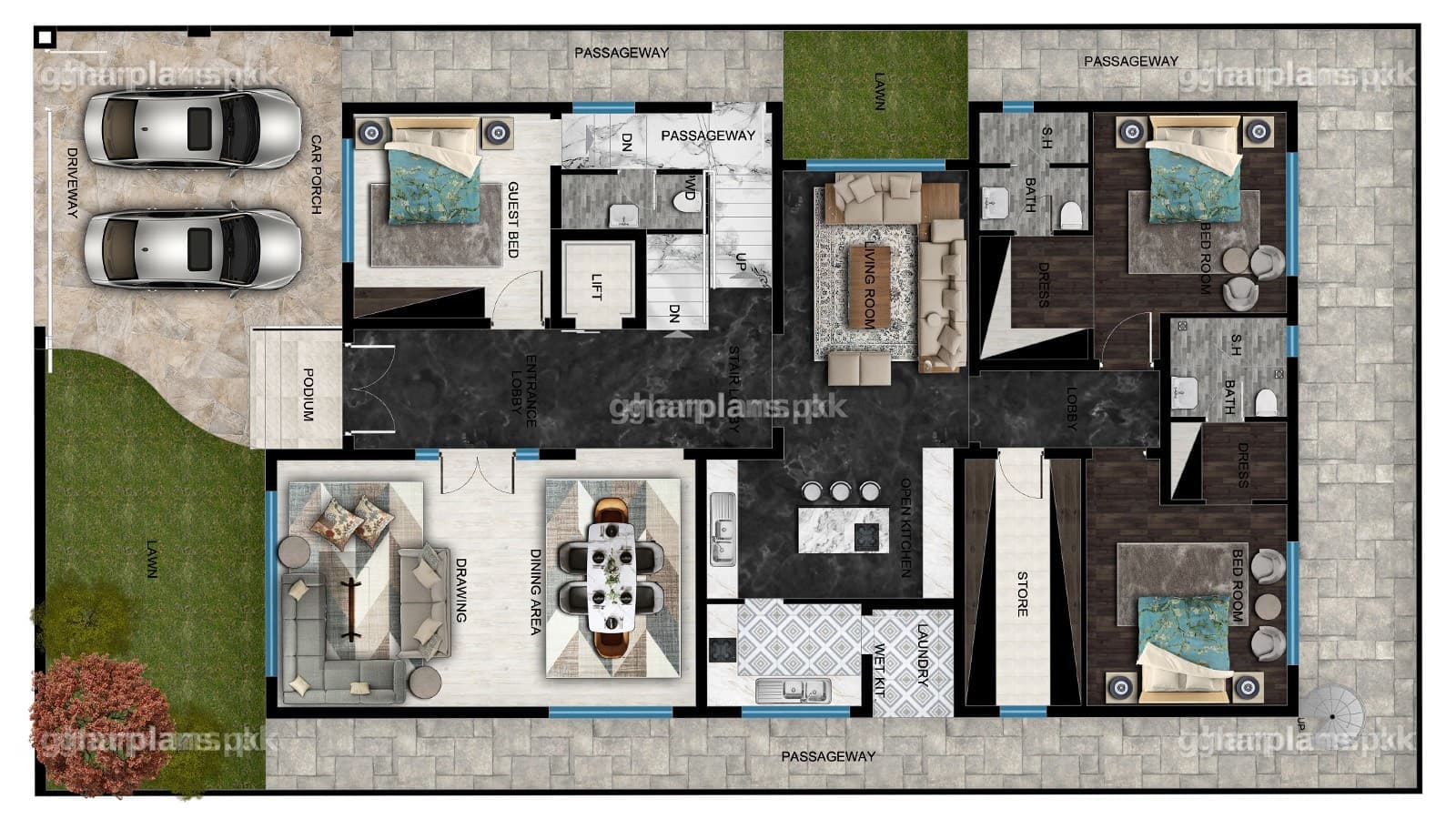 Useful Modern 1 Kanal House Design and layout plan