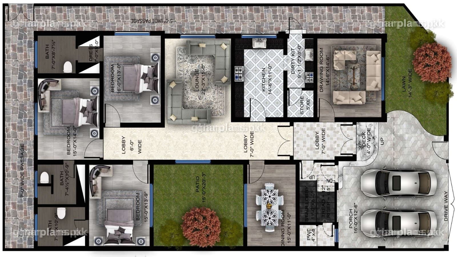 New Luxurious 1 Kanal house plan with 6 bedrooms