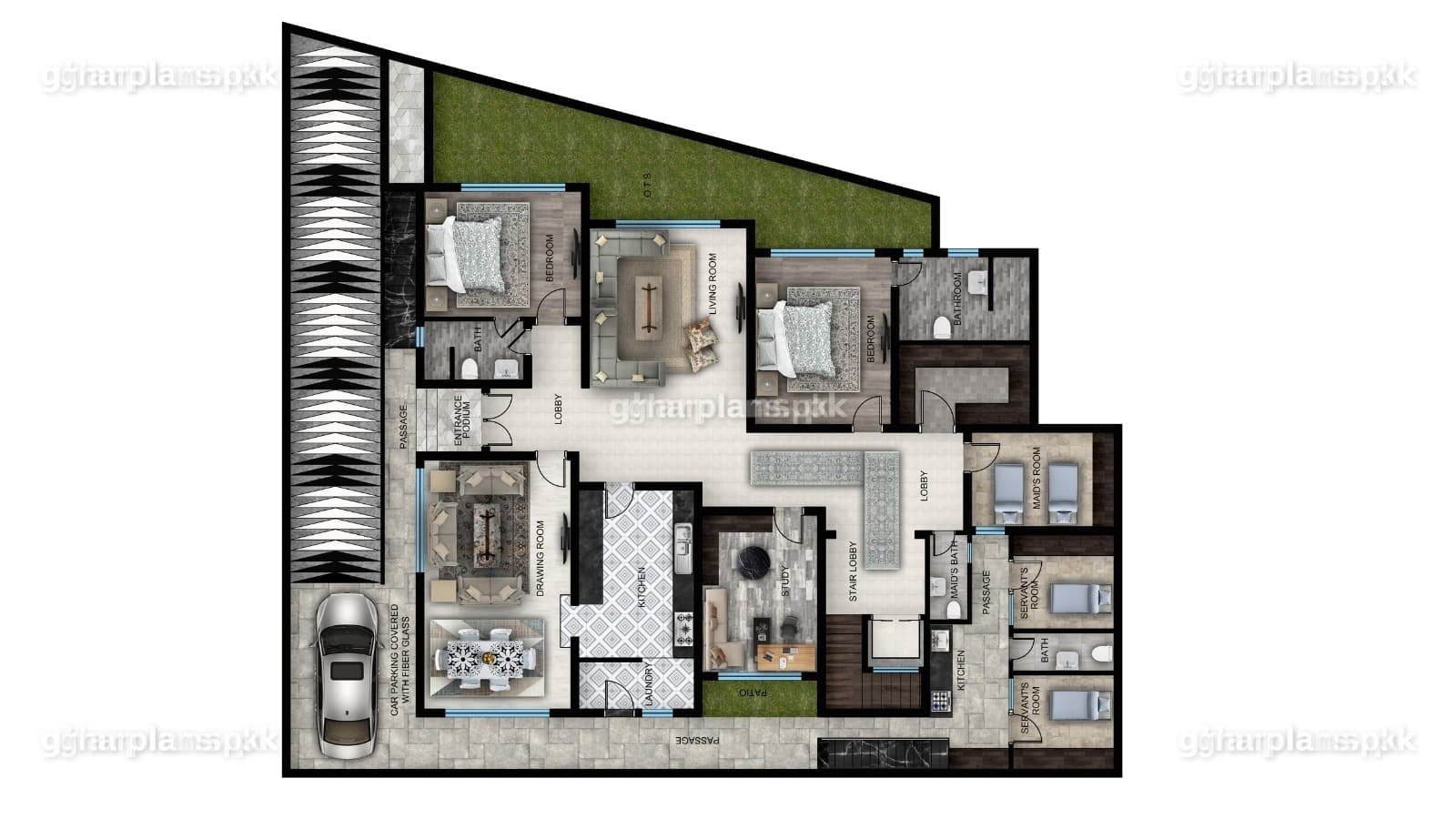Basement floor plan of a 72 x 90 house with basement, the extra level below the ground floor – Ghar Plans