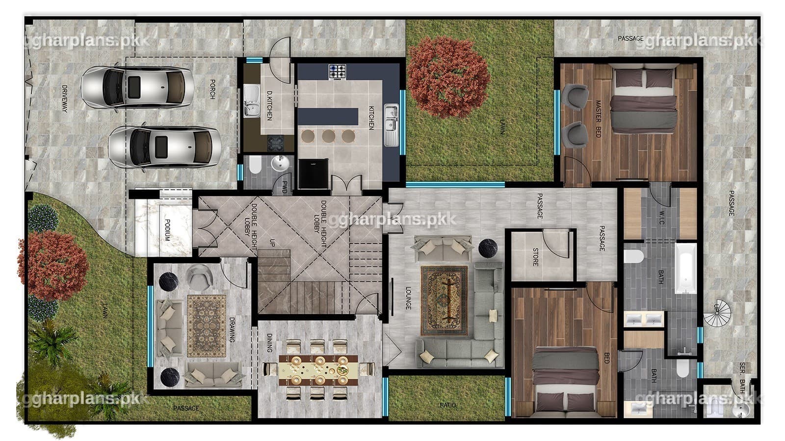 Unique 20 Marla House Plan with Modern 3D Elevation