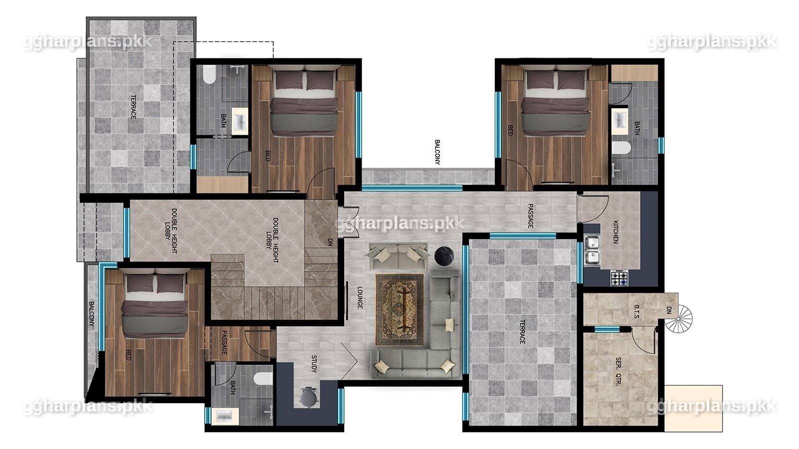 Unique 20 Marla House Plan with Modern 3D Elevation