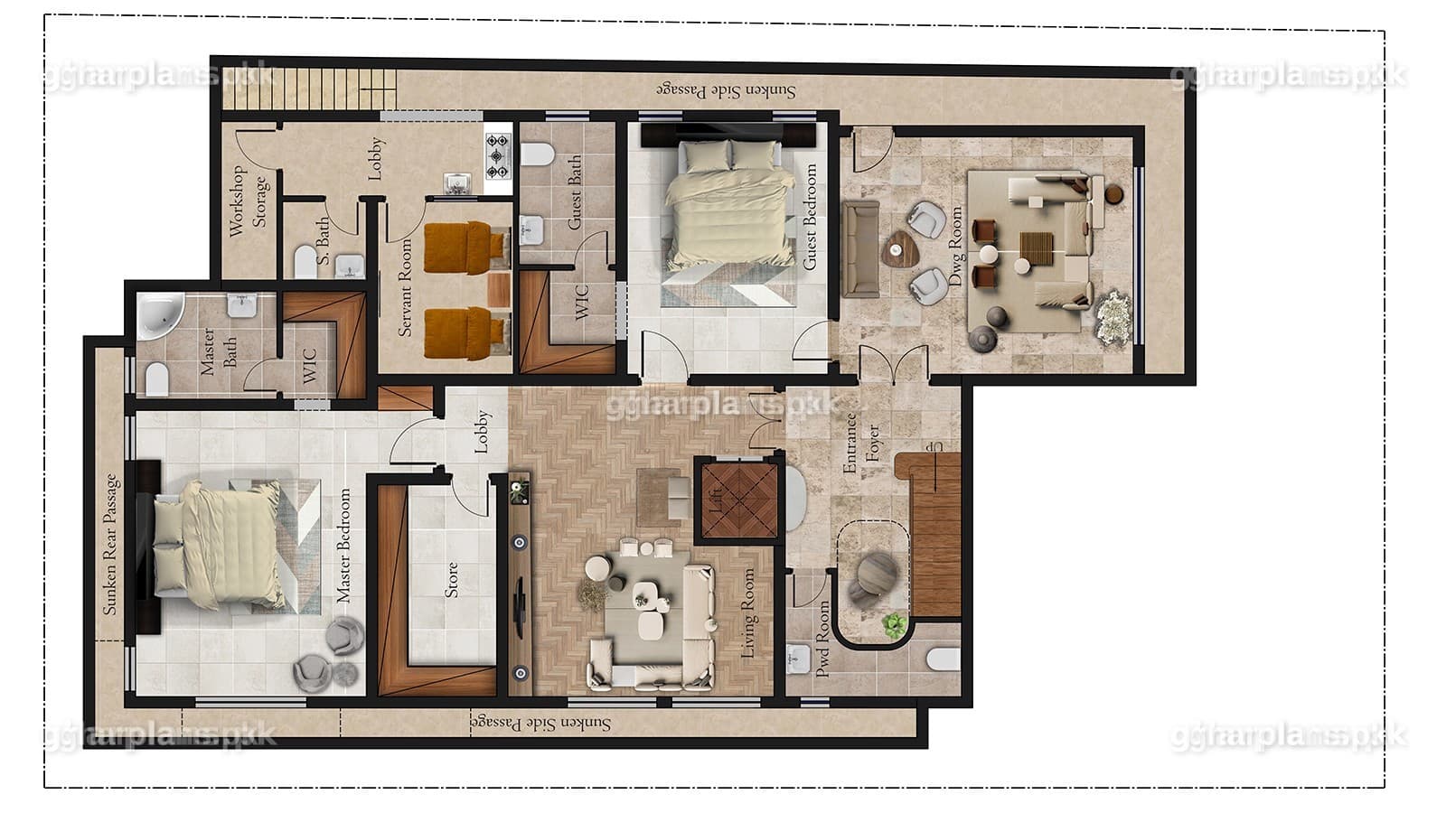 Beautiful 500 Square Yard House Design 50 x 90