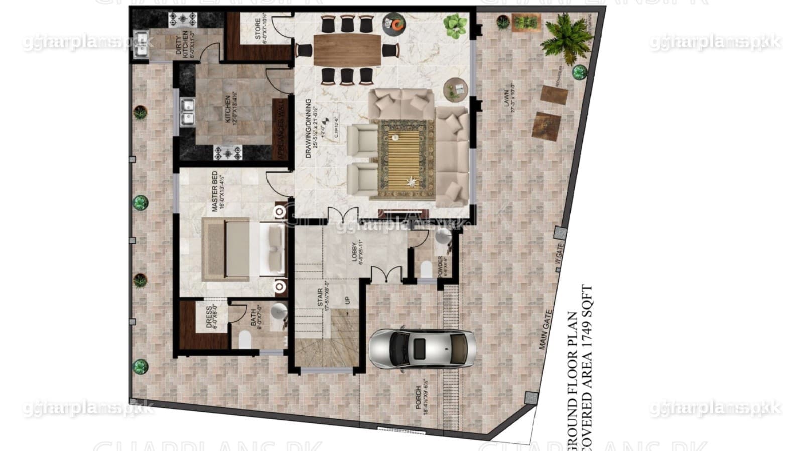 Modern House on Irregular Plot Elevation Design
