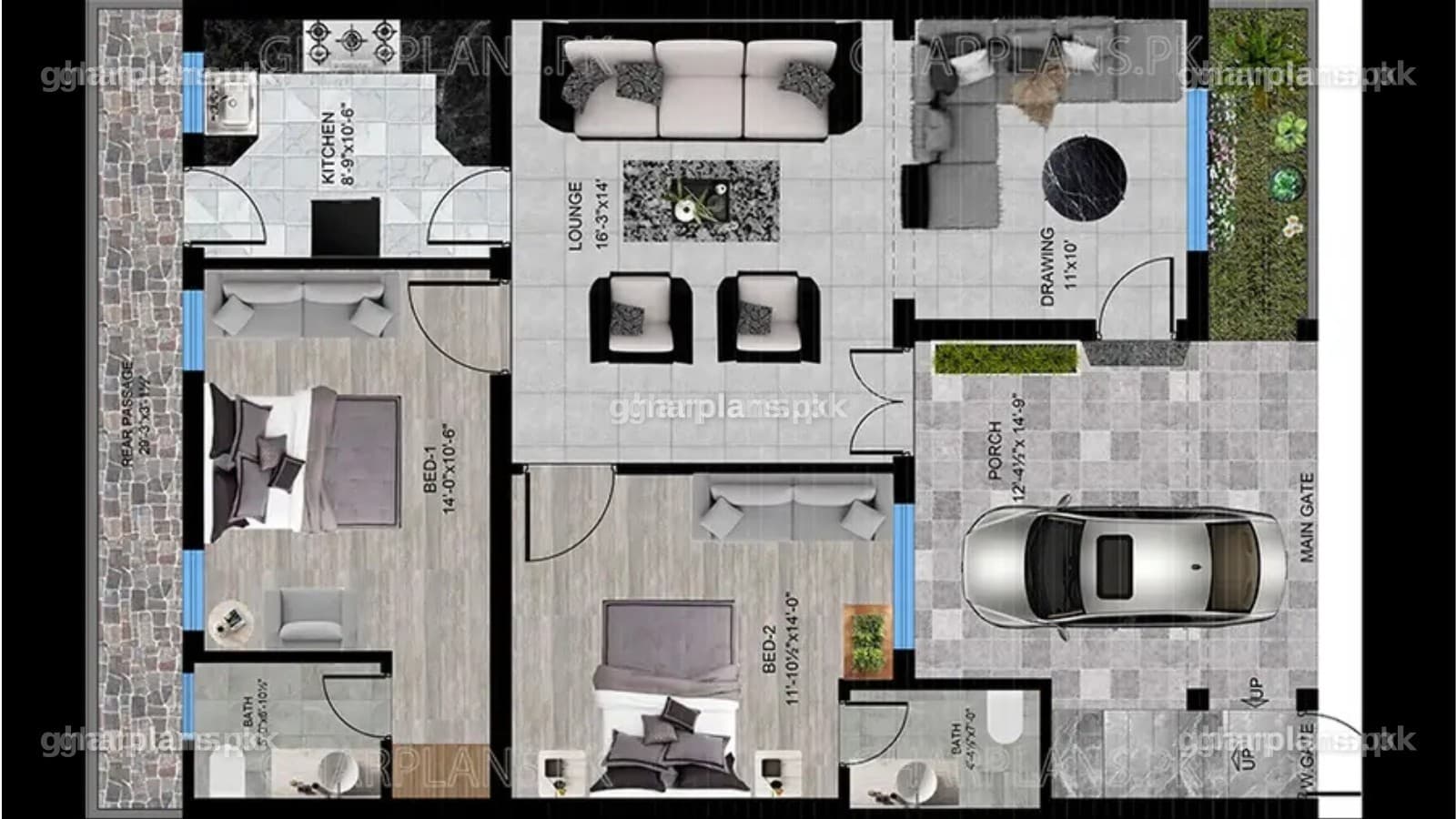Single Story 6 Marla House Design & 30×45 House Plan
