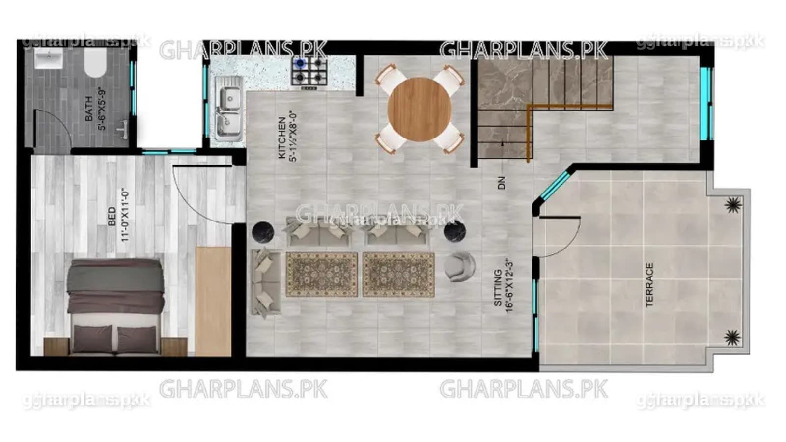 New 3 Marla House Map with Double Floor
