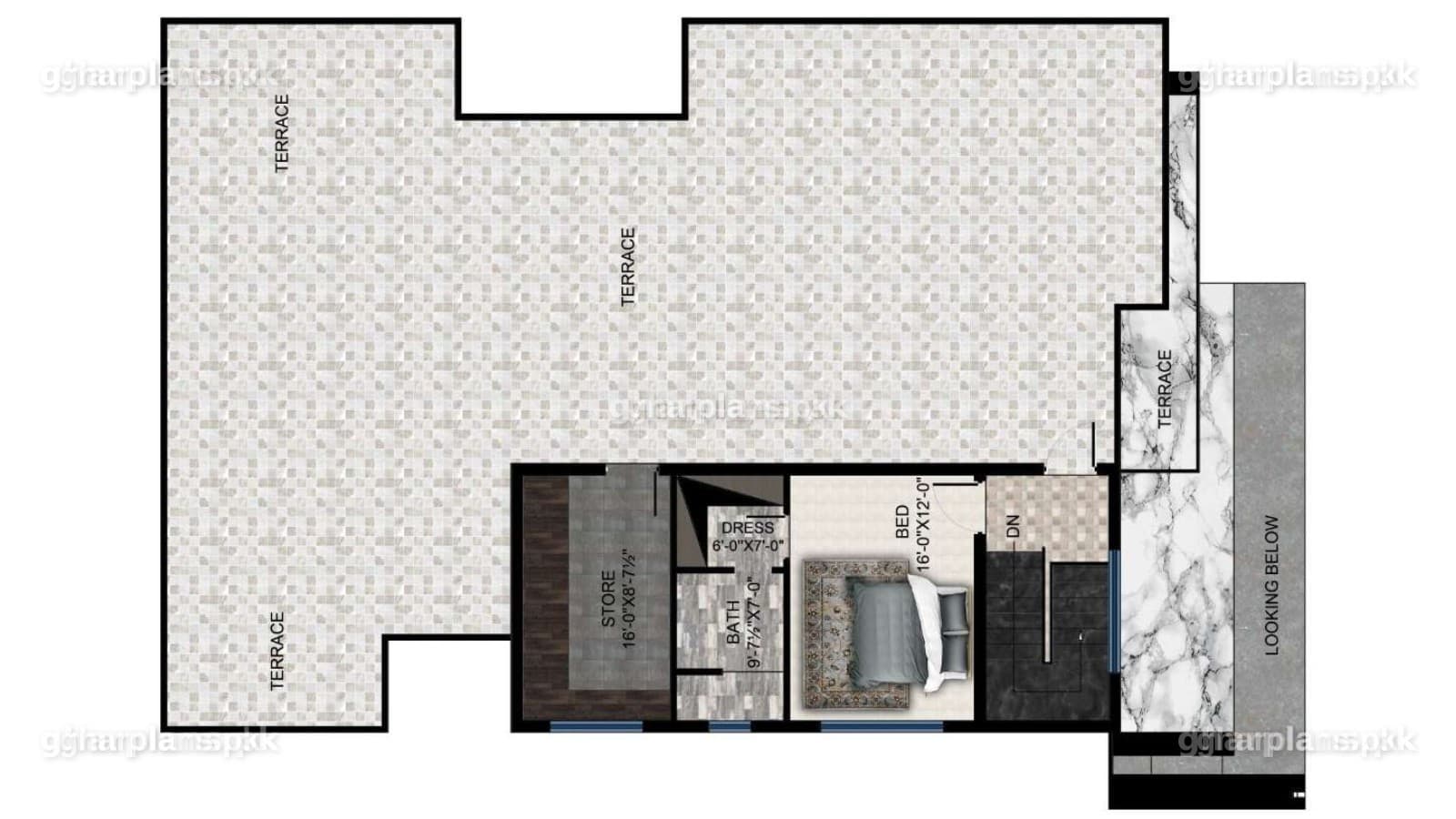 One Kanal House Plan with 7 bedrooms in Pakistan