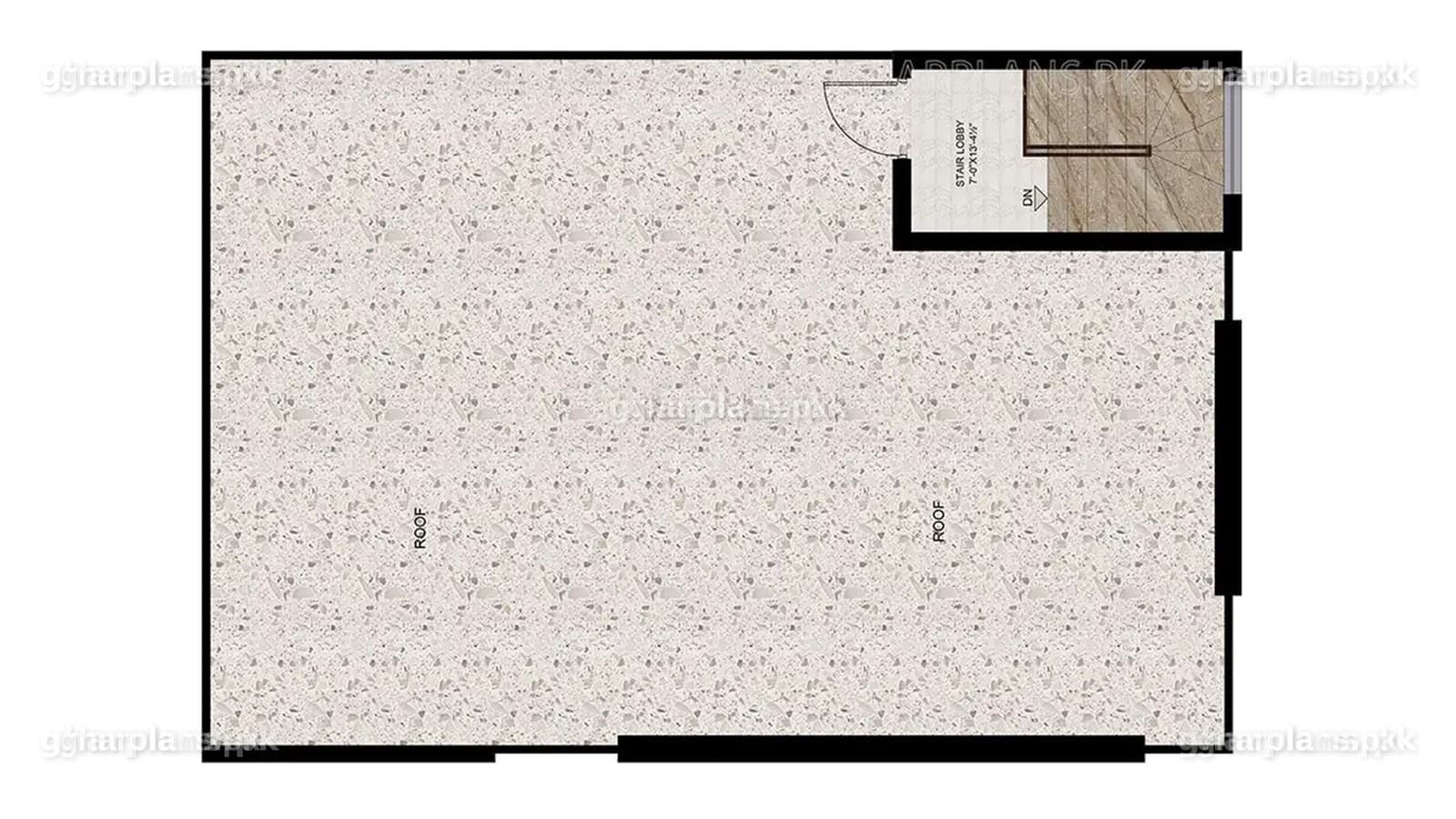 Roof plan of a mini 5 marla apartment building designed for apartment rentals in Pakistan – Ghar Plans