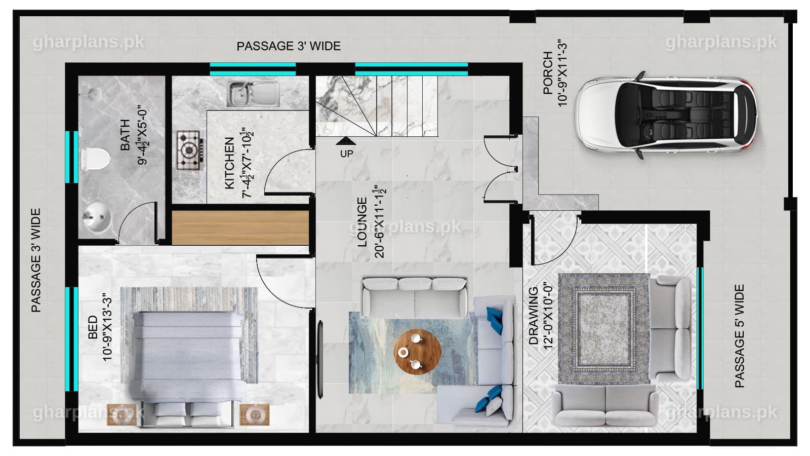 5 Marla Modern House Design in Pakistan | Luxury 3D Floor Plan