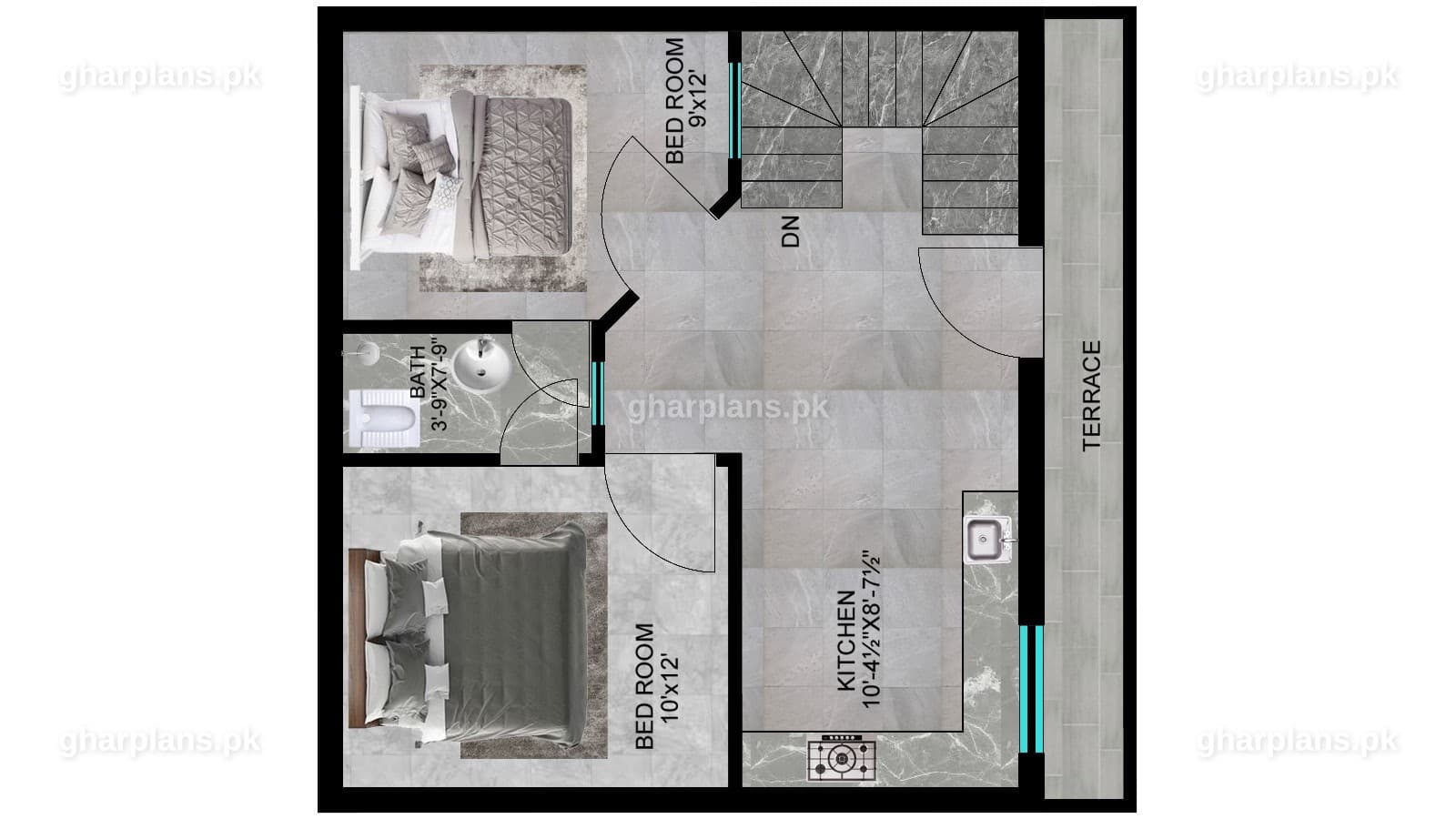 First floor layout of a 3 marla house map double story – the upper level of a 4 bedroom 3 marla home design