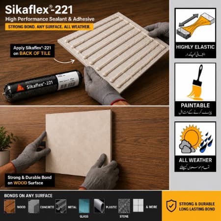 Sika Flex 221 Polyurethane Adhesive Metal, Tile and other Materials