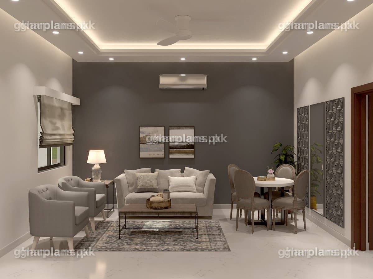 Small Pakistani TV Lounge Design with Study Room