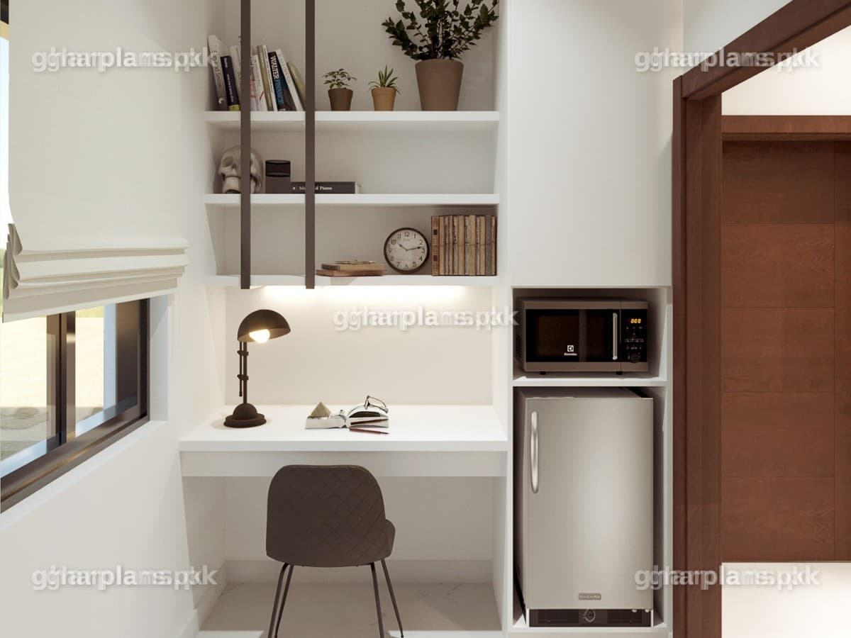Small Pakistani TV Lounge Design with Study Room
