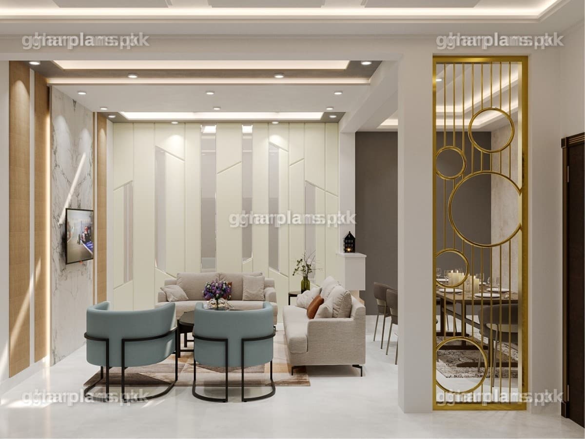 Wonderful Interior Design Idea for Drawing cum Dining Room
