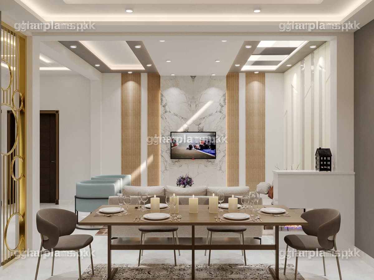 Wonderful Interior Design Idea for Drawing cum Dining Room