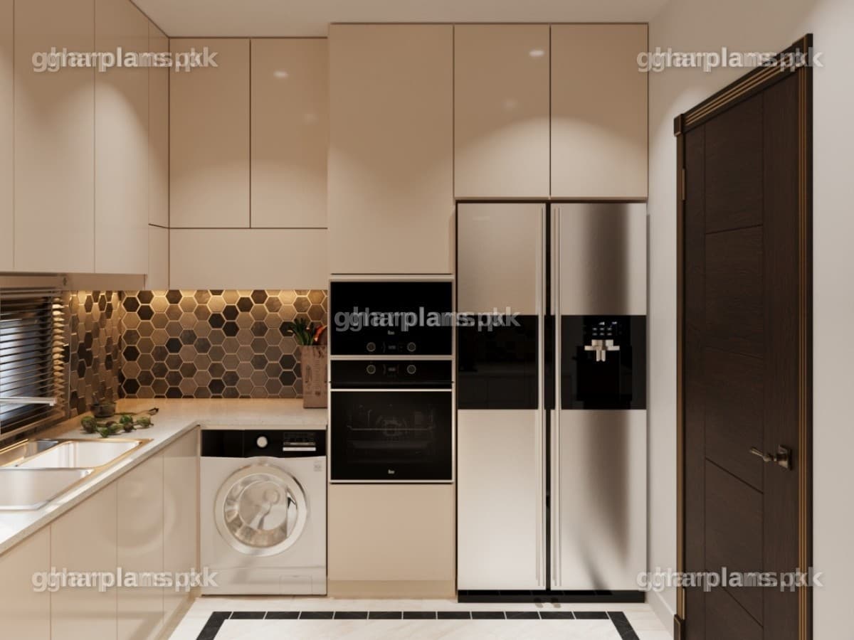 Small Warm Toned Kitchen Design in Pakistan