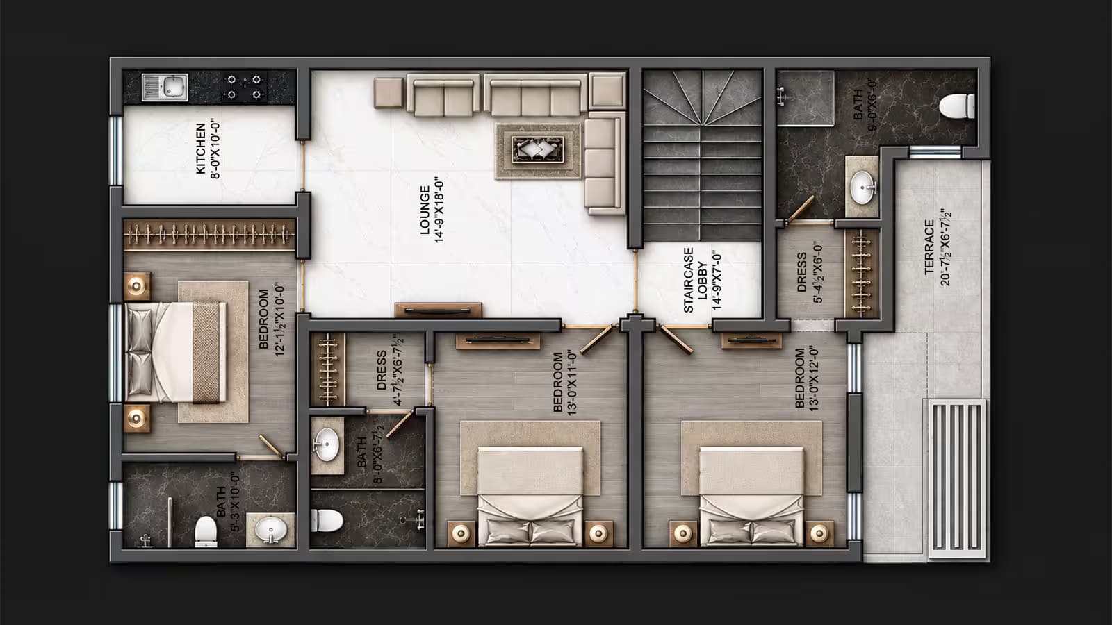 8 Marla (30x60) Modern Double Storey House Plan with 5 Bedrooms