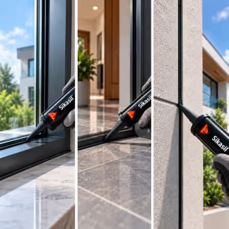 Sikasil WS-305 S silicone sealant being applied for window sealing, door sealing and exterior joint weatherproofing