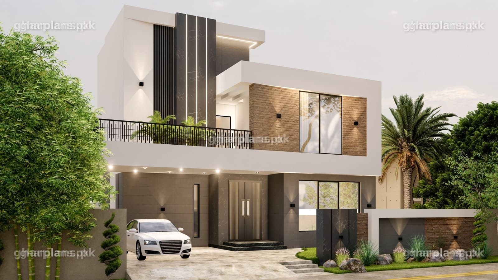 1 کنال ہاؤس ڈیزائن 45 x 100 – لان اور 3D ایلیویشن کے ساتھ 1 کنال ہاؤس ڈیزائن 45 x 100 – لان اور 3D ایلیویشن کے ساتھ