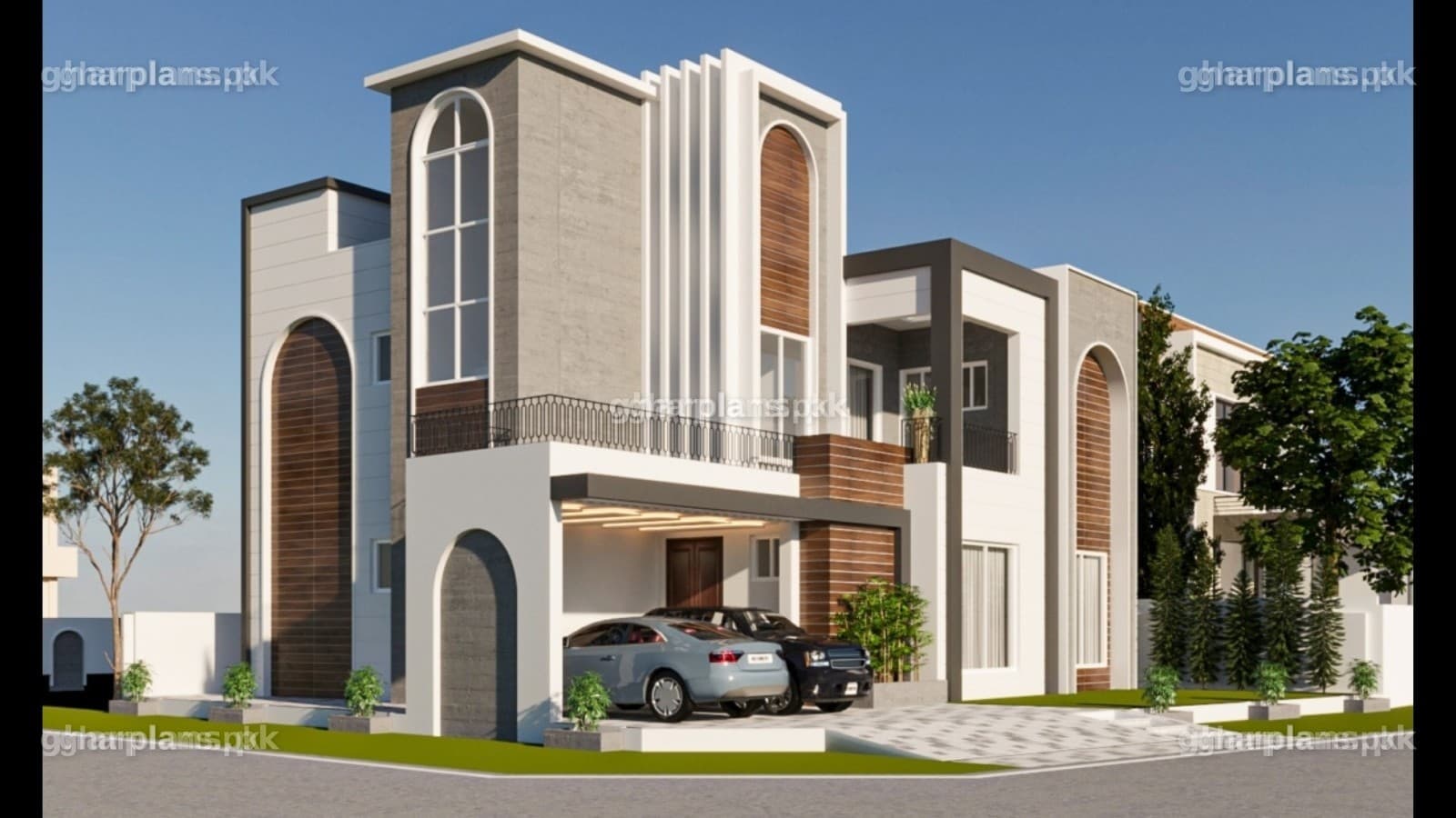 Modern House on Irregular Plot Elevation Design Modern House on Irregular Plot Elevation Design