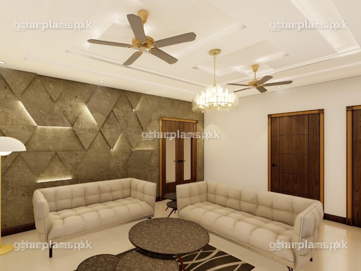 Modern Geometric False Ceiling Design for Living Room in Pakistan Modern Geometric False Ceiling Design for Living Room in Pakistan