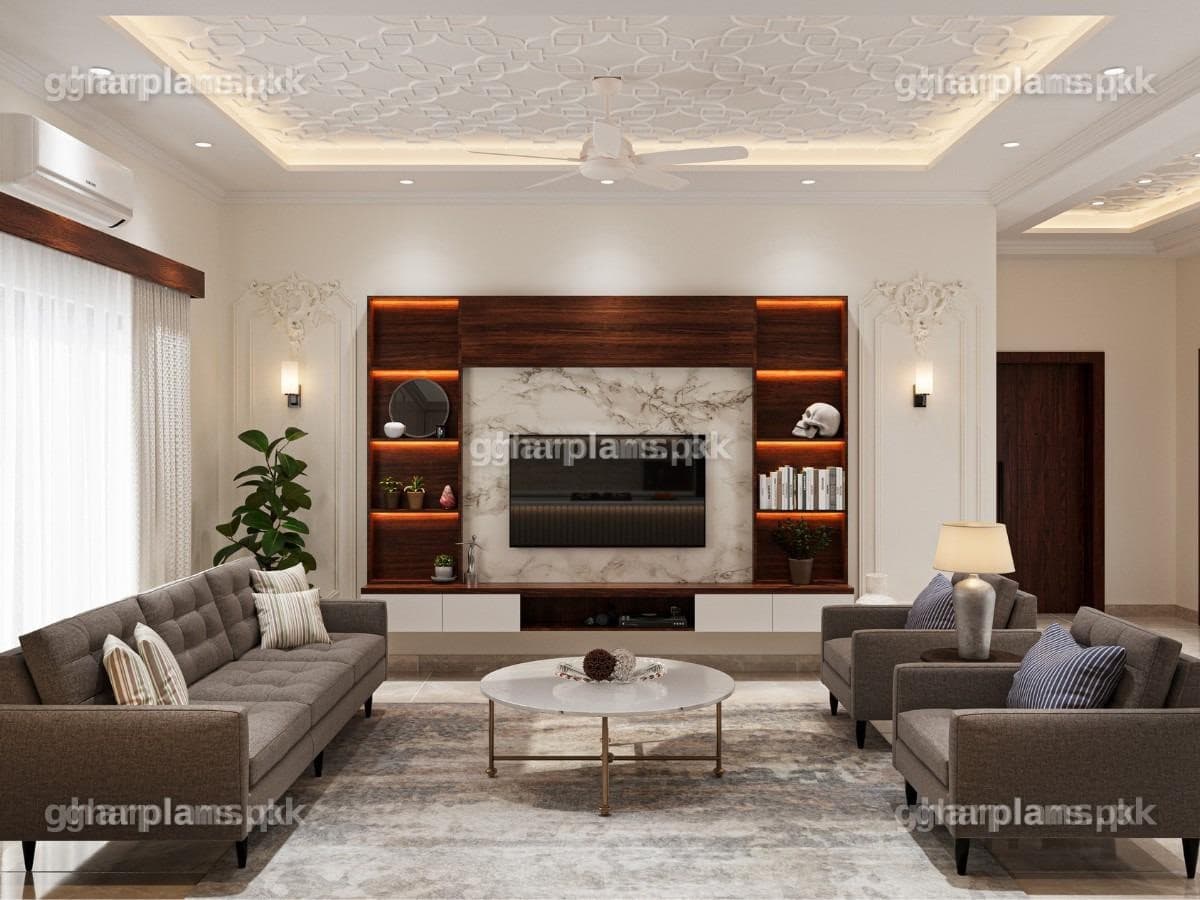 Luxury Geometric False Ceiling Design for Living Room in Pakistan Luxury Geometric False Ceiling Design for Living Room in Pakistan