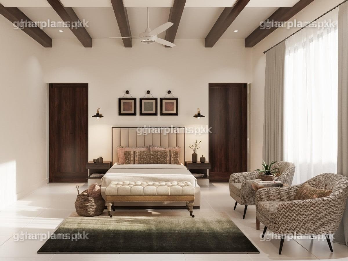 Modern Wooden Beam Ceiling Design for Bedroom in Pakistan Modern Wooden Beam Ceiling Design for Bedroom in Pakistan