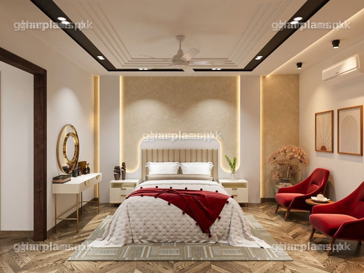 Modern Bedroom False Ceiling Design in Pakistan | Stylish LED Ceiling with Linear Groove Design Modern Bedroom False Ceiling Design in Pakistan | Stylish LED Ceiling with Linear Groove Design
