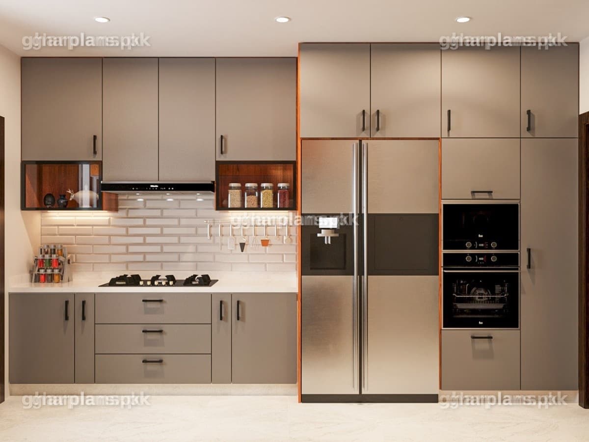 Elegant Kitchen Design with Wood Texture in Pakistan Elegant Kitchen Design with Wood Texture in Pakistan