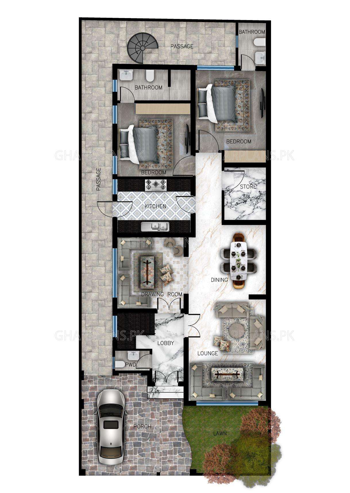 10 Marla house elevation & floor plans