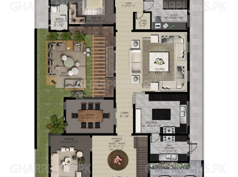 Design of 800 square yards or 32 marla house