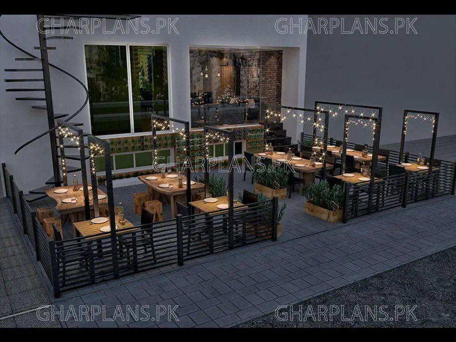Restaurant outdoor sitting space design