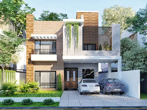 Duplex unique sized house design in Pakistan with low budget - Ghar Plans