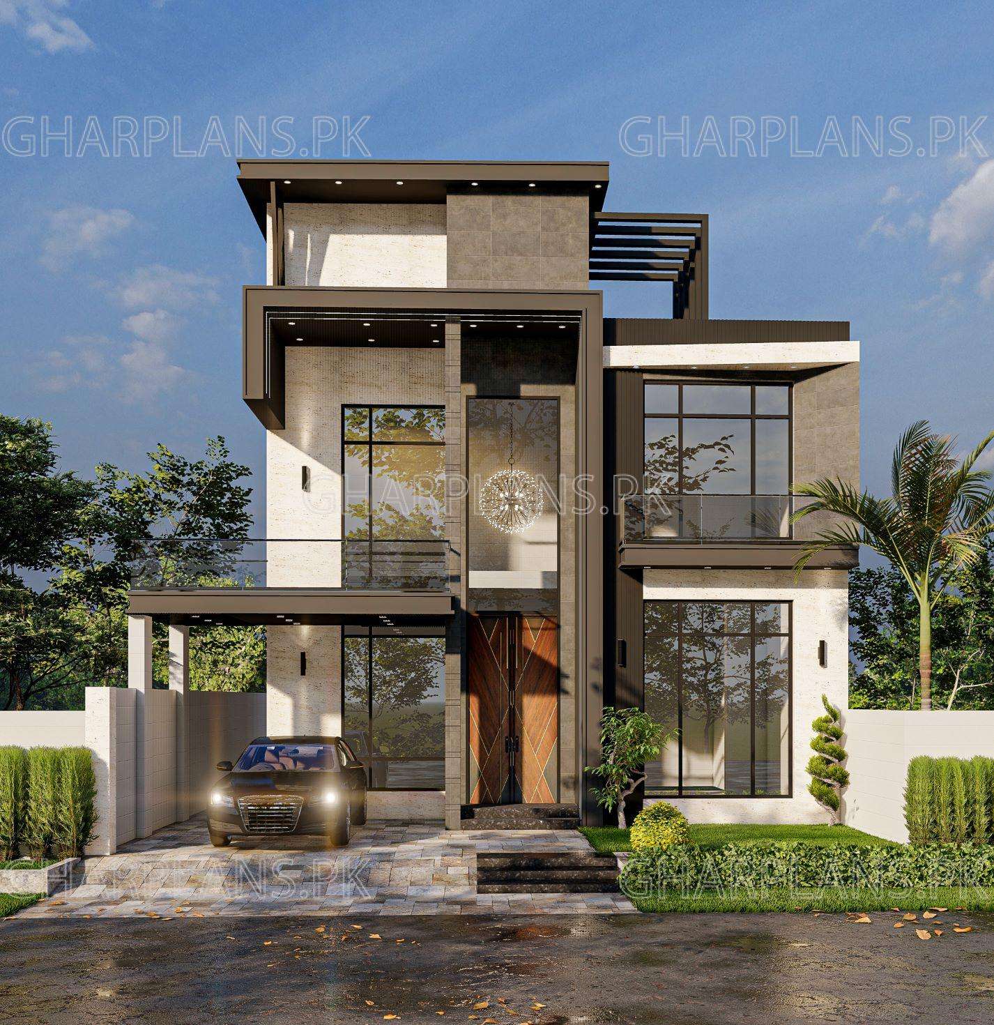 New Chic 10 Marla House Design With Elevation - Ghar Plans