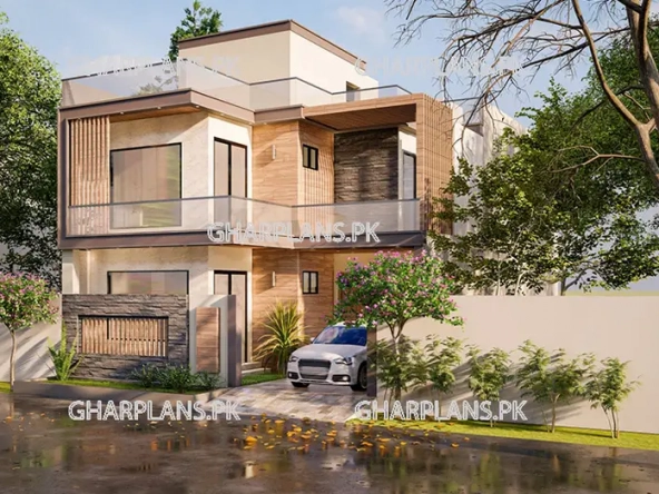 7 Marla House Design with Beautiful Modern Façade ELEVATION
