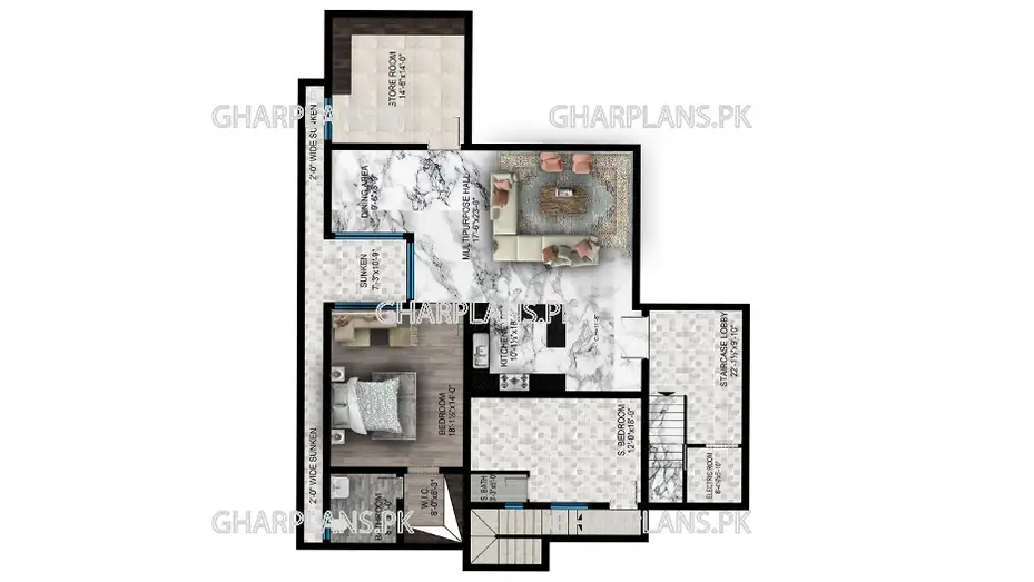 Free Awesome House Map in Pakistan for Large House BASEMENT