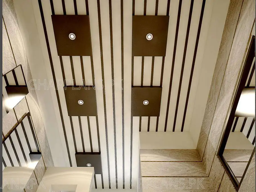 Brown and White Ceiling Design In Pakistan