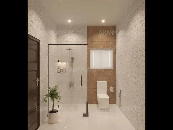Minimal Terrazzo And Beige Bathroom Design