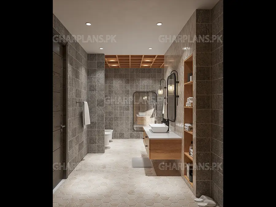 Grey Scandinavian Style Contemporary Bathroom